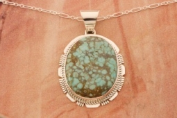 Native American Jewelry Genuine Number 8 Mine Turquoise Pendant